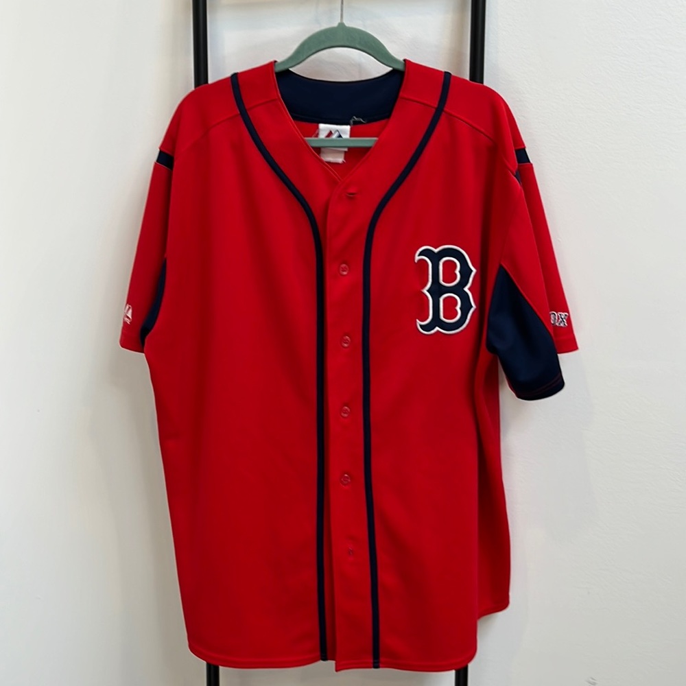 Majestic Boston Red Sox MLB Jersey Red Button Front Men XL